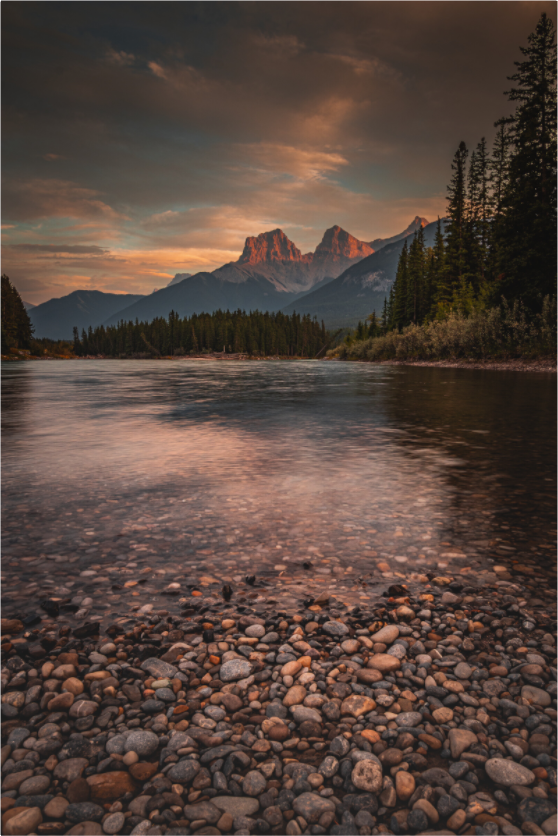 Main image Alpenglow over the Three Sisters