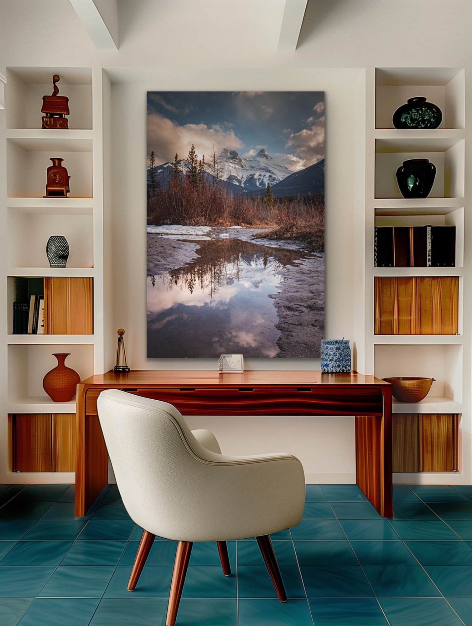 Mountain Peak Reflection Landscape Photo Print – Rustic Wall Art