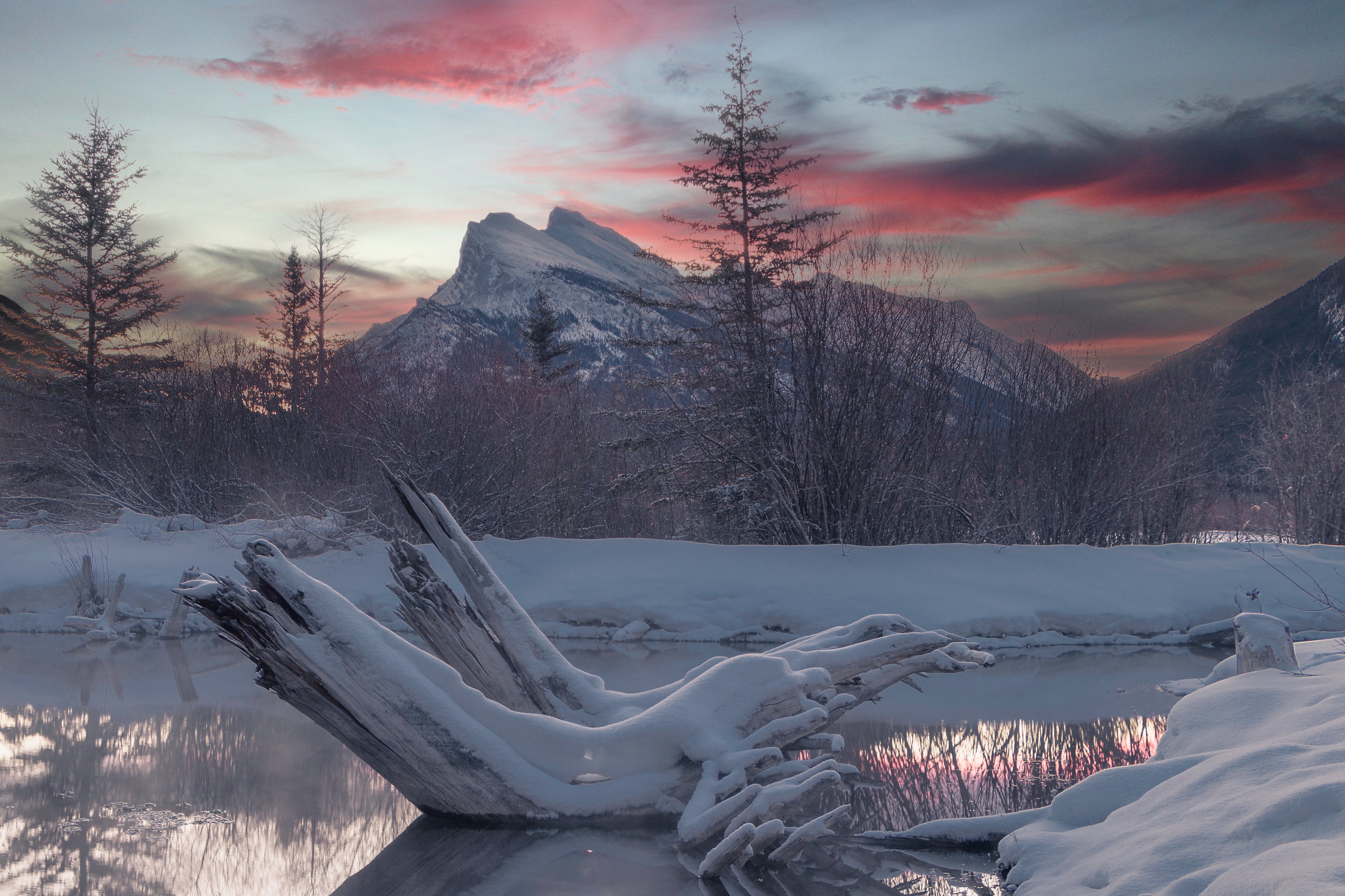 Mount Rundle Winter Sunset Fine Art Print.